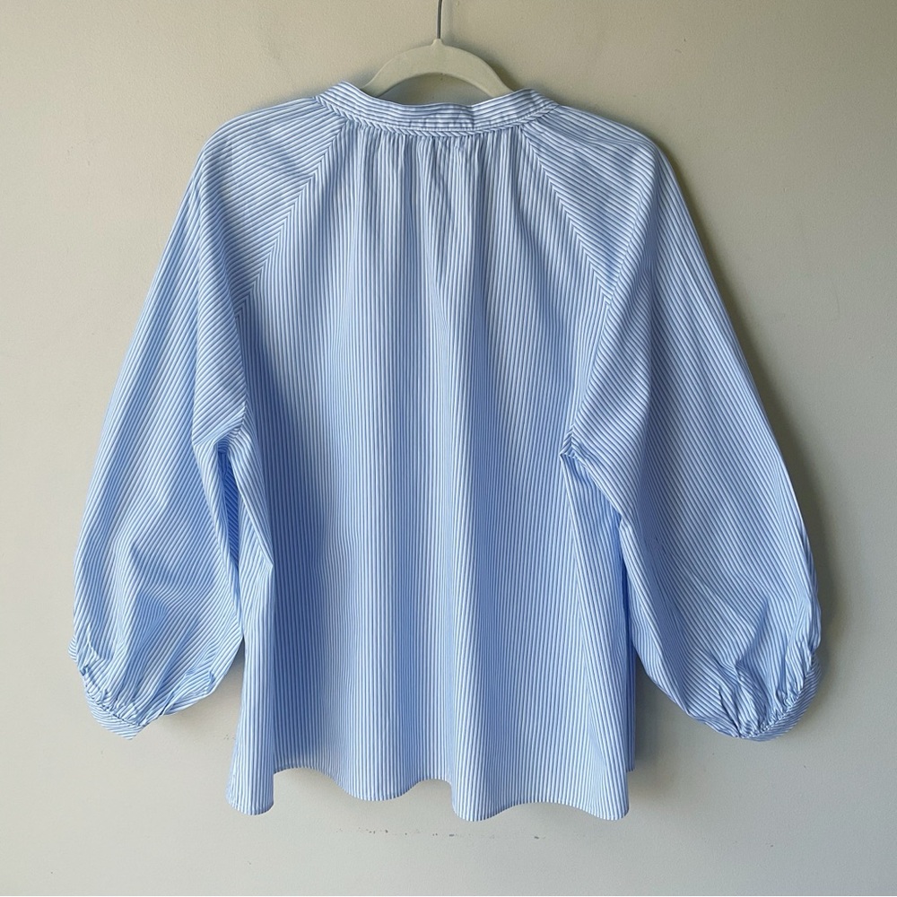 Marella Sport Max Mara Blue & White Stripe Cotton Blouse Size 12 - Picture 4 of 8